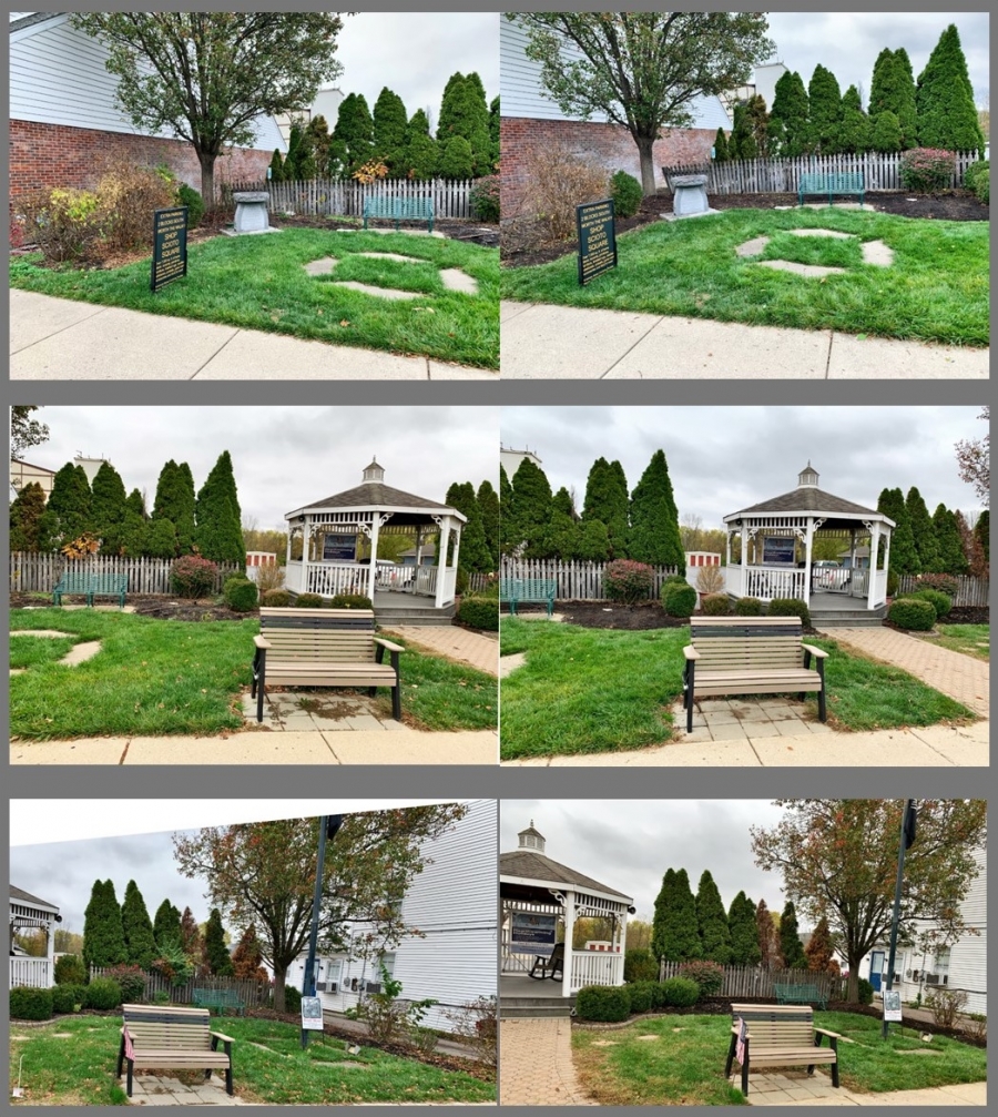 collage of landscaping pictures with a gazebo